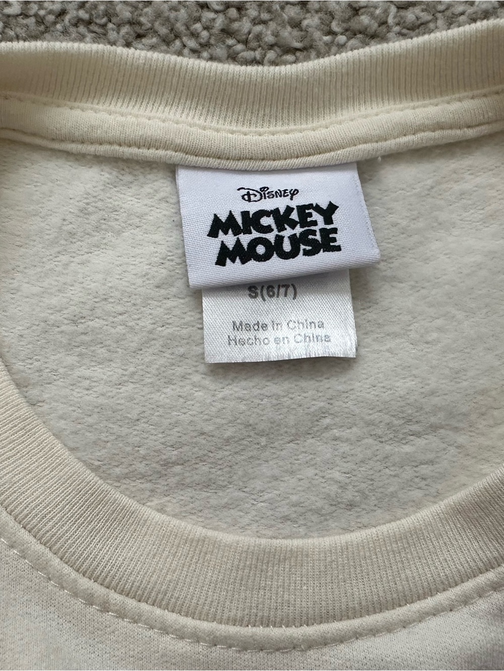 Disney Mickey Mouse Embroidered Sweatshirt Kids Size 6/7 Cream - Picture 5 of 6